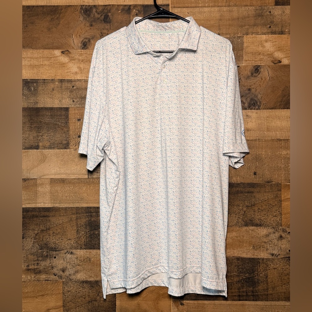 Harlestons Men's Blue White Golf Polo Shirt Short Sleeve XL Extra Large